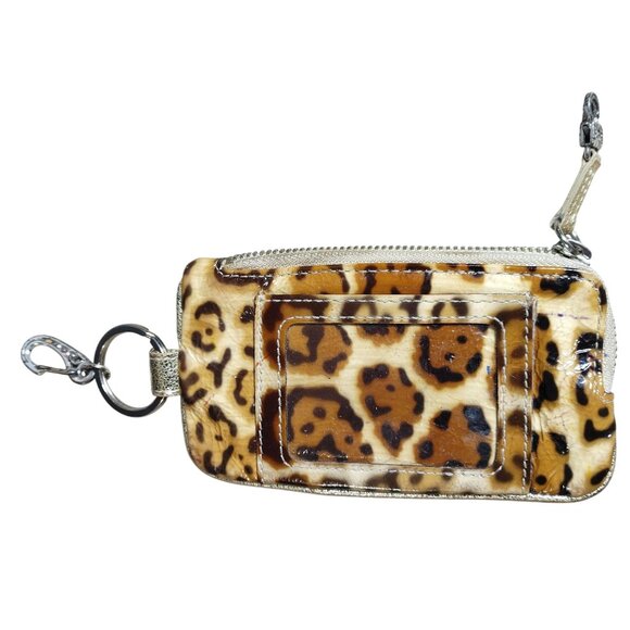 Brighton Wallet Leopard Print Glossy Keychain Zip Card Slots Animal Print - Picture 8 of 9